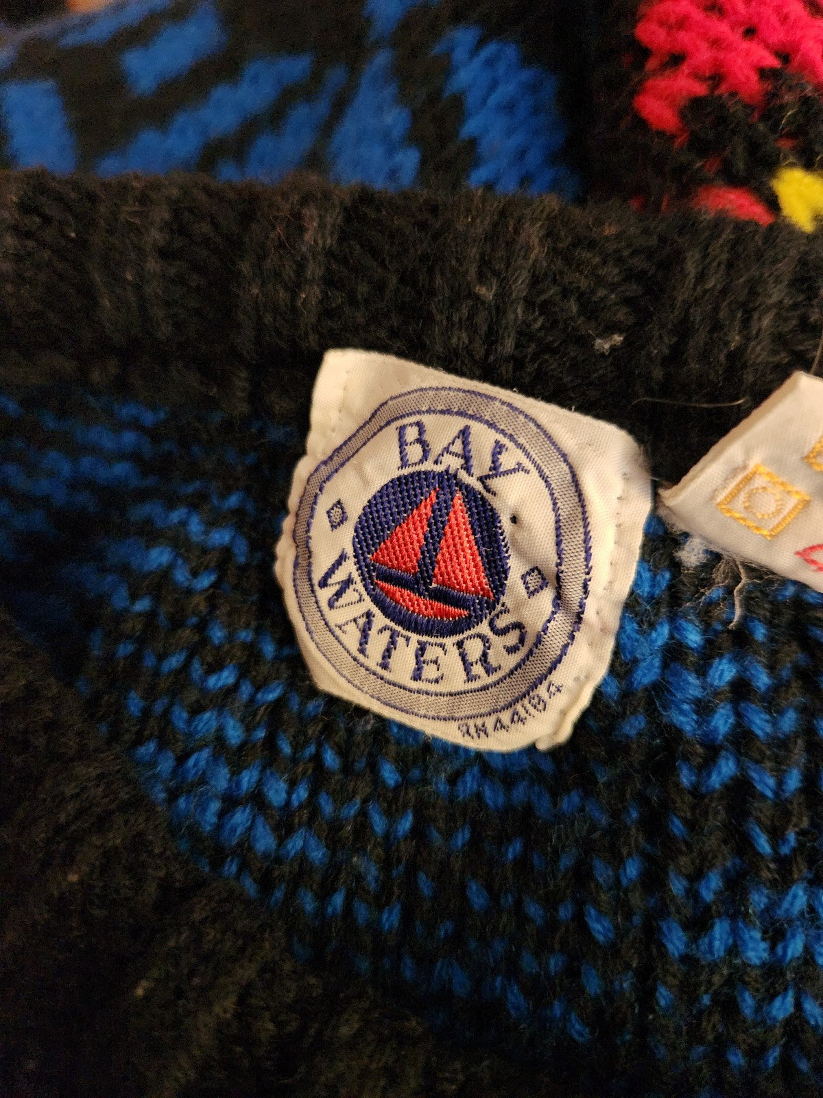 80s Blue, Yellow, and Red Sweater