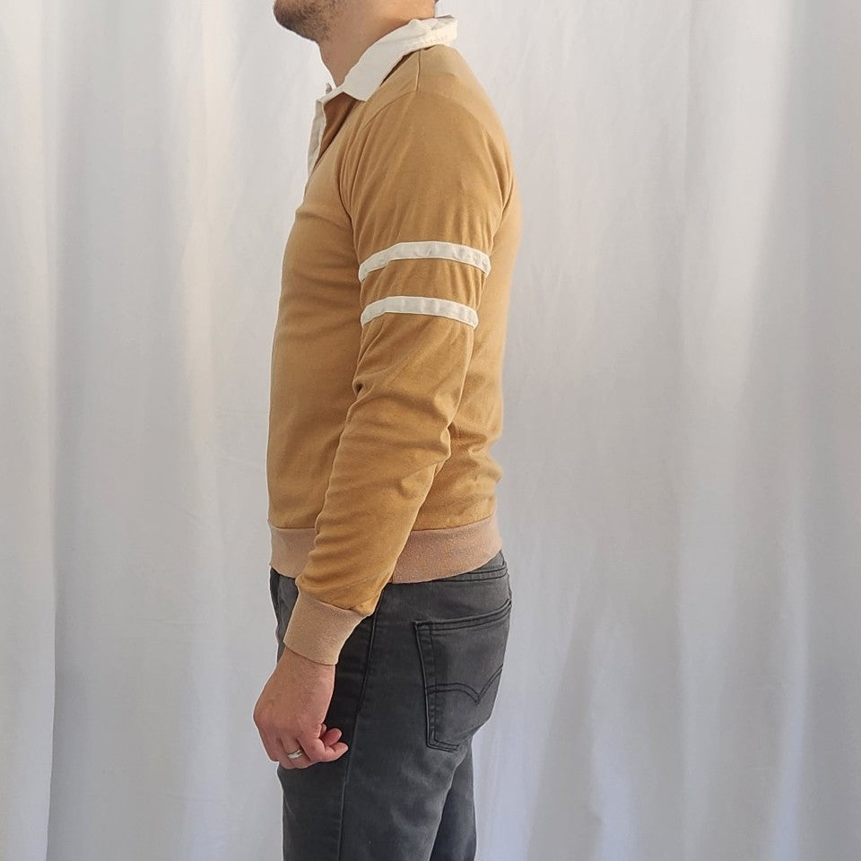 80s Tan Long Sleeve Polo