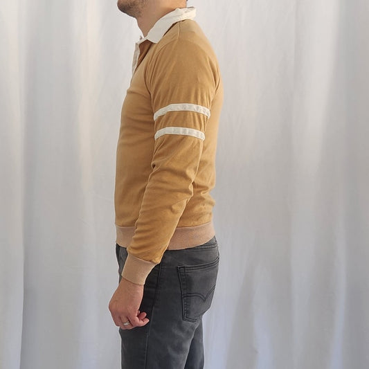 80s Tan Long Sleeve Polo