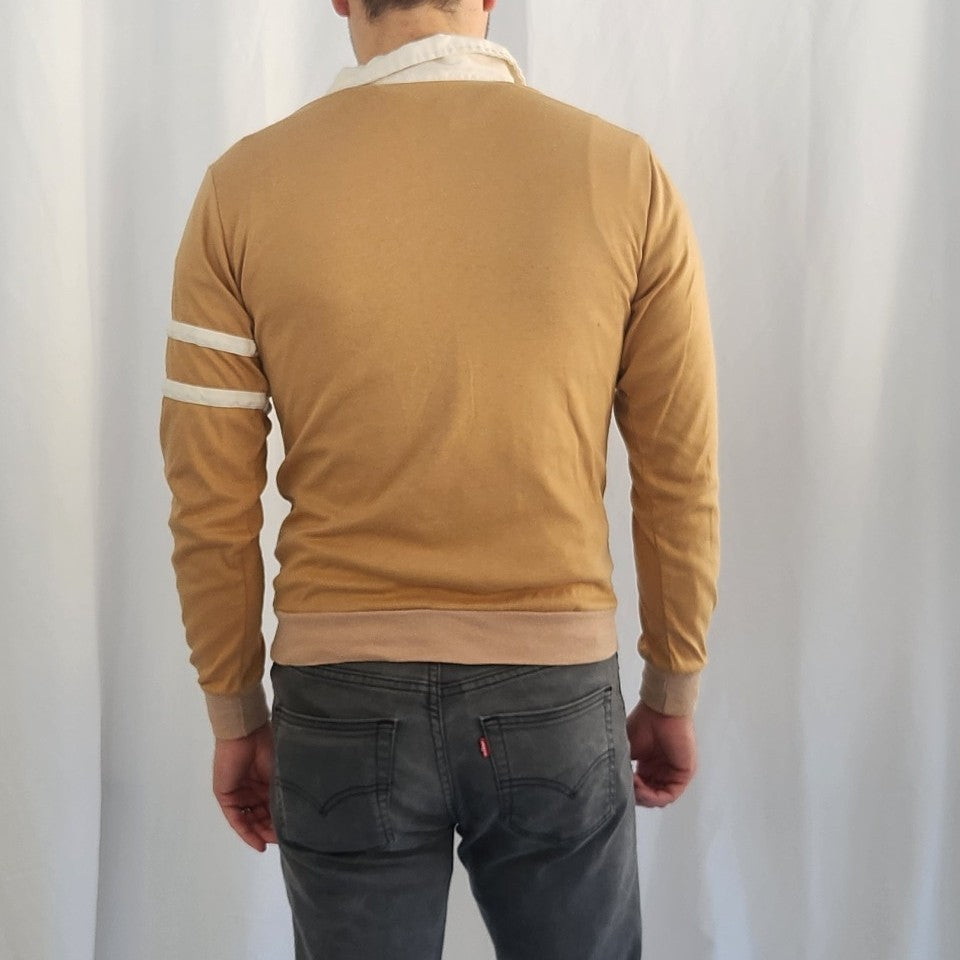 80s Tan Long Sleeve Polo