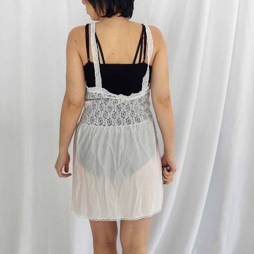 80s Sheer Lace Top Slip Dress