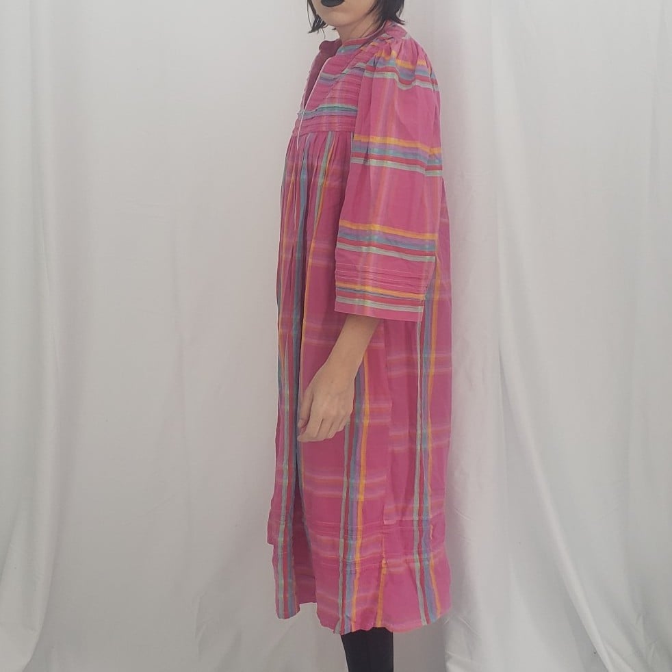 80s/90s Pink Plaid Zip Front Robe