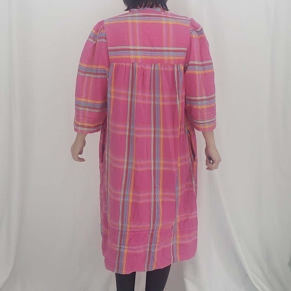 80s/90s Pink Plaid Zip Front Robe
