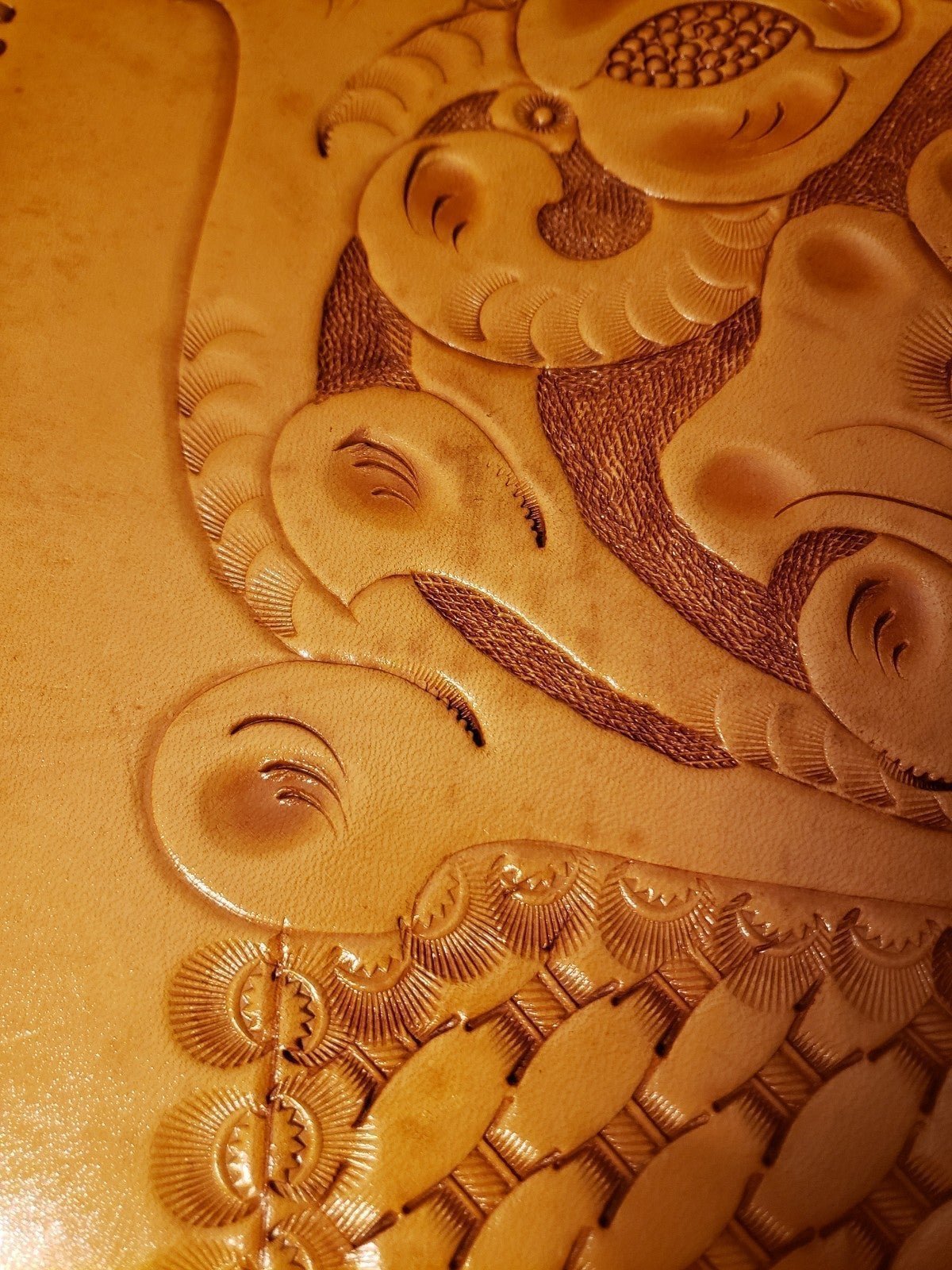 Vintage Hand Tooled Leather Shoulder Bag