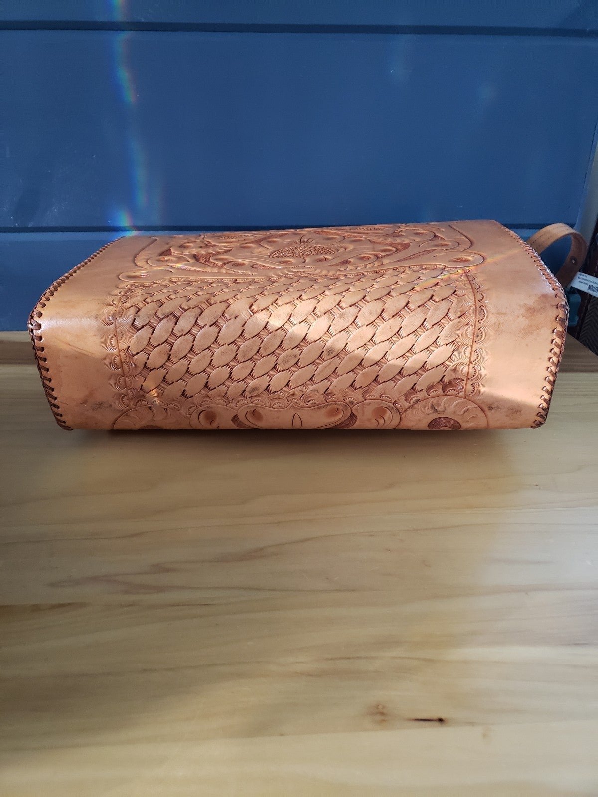 Vintage Hand Tooled Leather Shoulder Bag