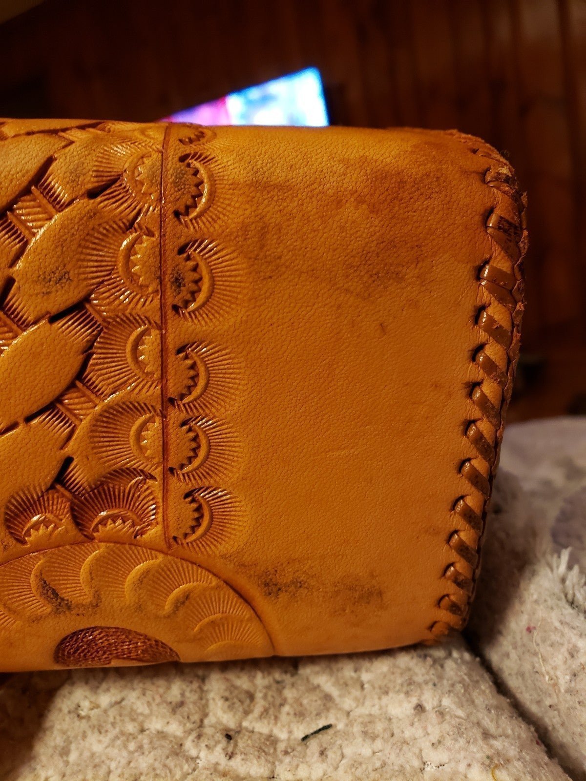 Vintage Hand Tooled Leather Shoulder Bag