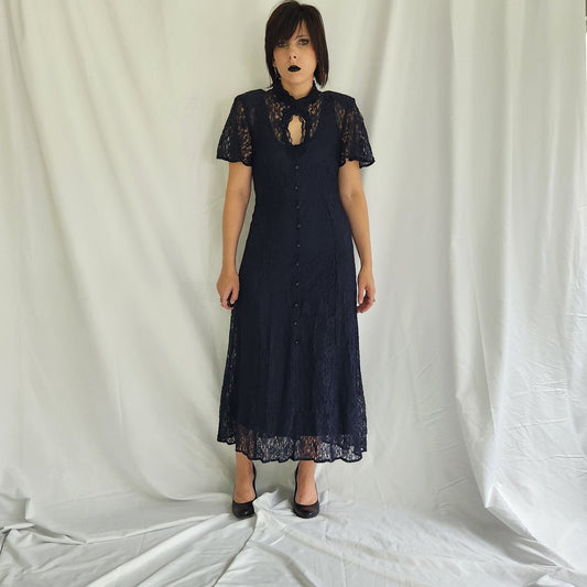 90s Blue Lace Whimsigoth Dress