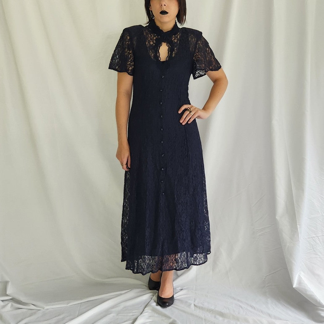 90s Blue Lace Whimsigoth Dress