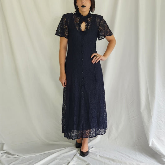 90s Blue Lace Whimsigoth Dress