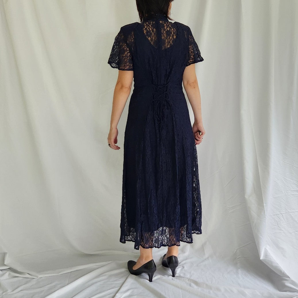 90s Blue Lace Whimsigoth Dress