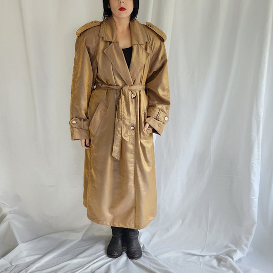80s/90s Tan and Gold Trench Coat