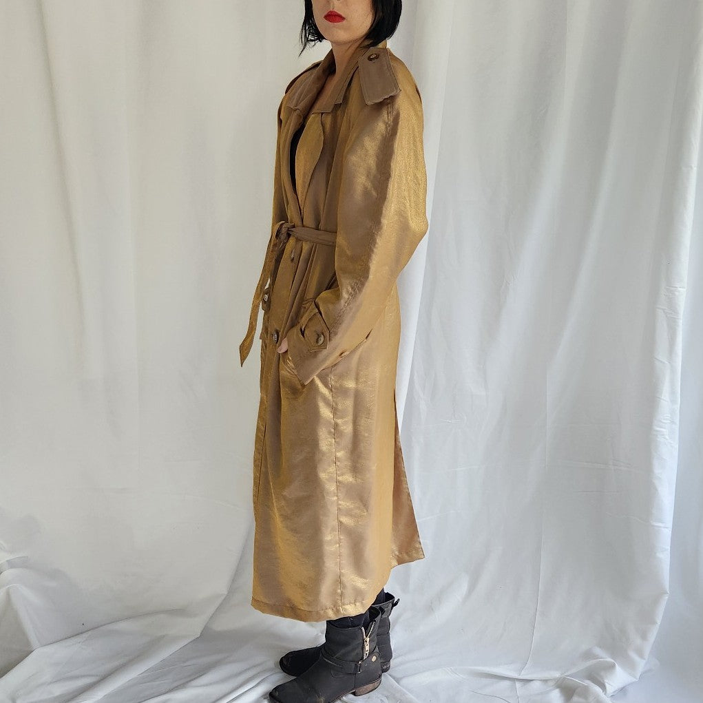 80s/90s Tan and Gold Trench Coat
