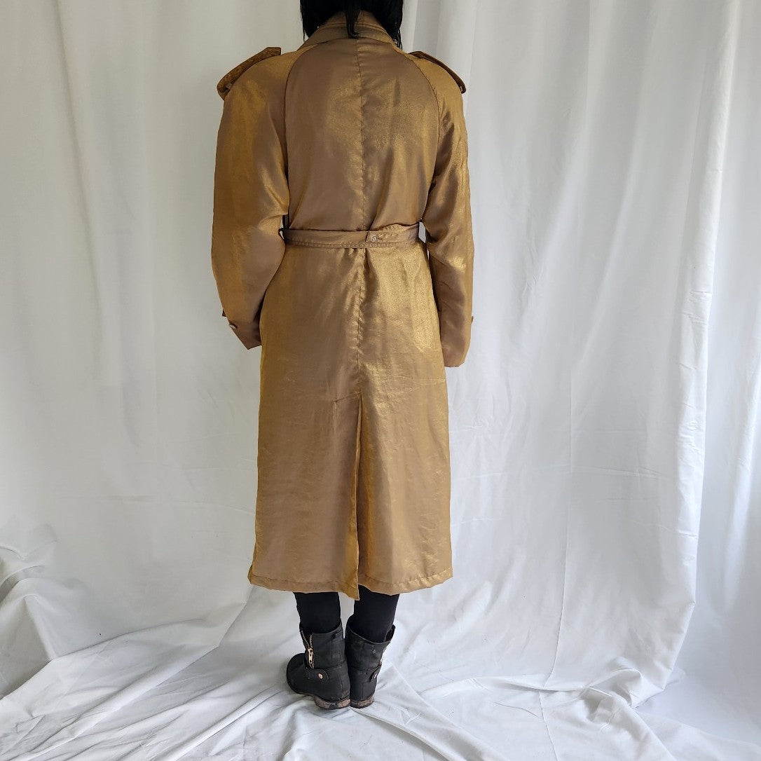 80s/90s Tan and Gold Trench Coat