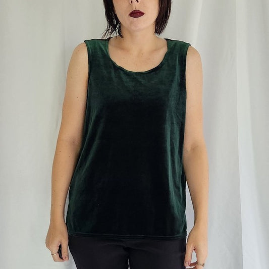 Coldwater Creek Green Velvet Sleeveless Top