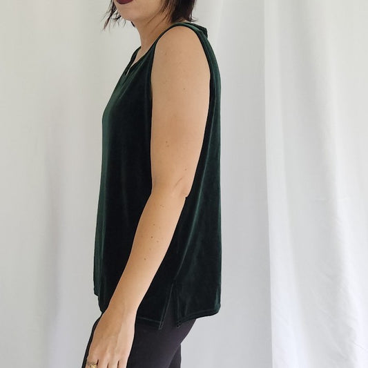 Coldwater Creek Green Velvet Sleeveless Top