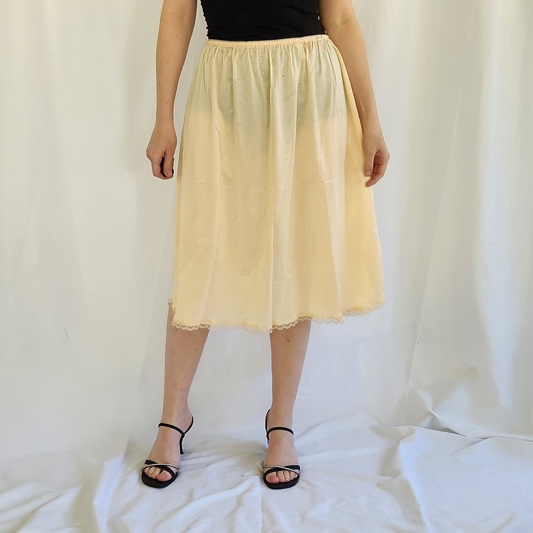 70s Nude Knee Length Slip