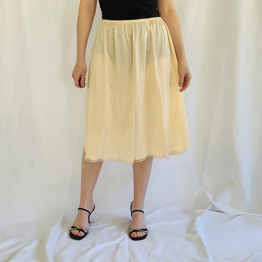70s Nude Knee Length Slip