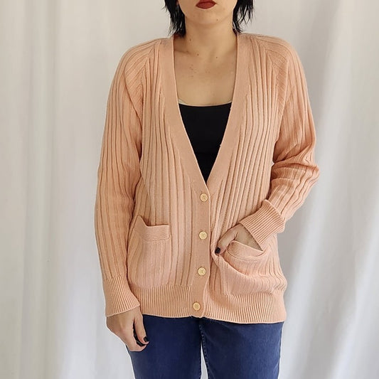 90s Pink Ribbed Cardigan