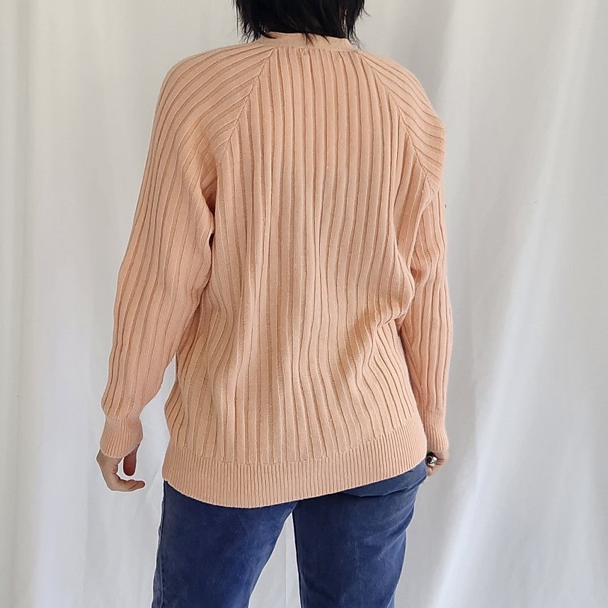 90s Pink Ribbed Cardigan