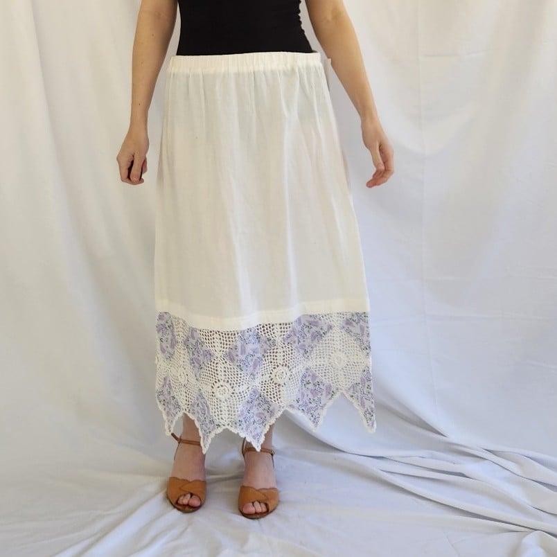 90s Deadstock White and Purple 3 Piece Skirt Set