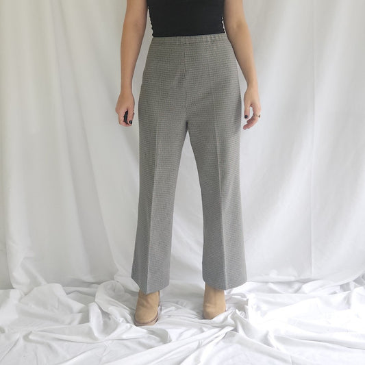 70s Brown and Green Houndstooth Pleated Pants