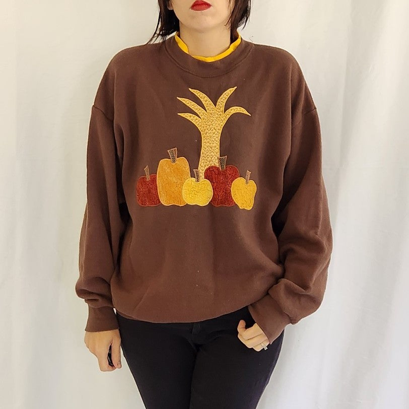 90s/00s Brown Pumpkin Theme Sweatshirt