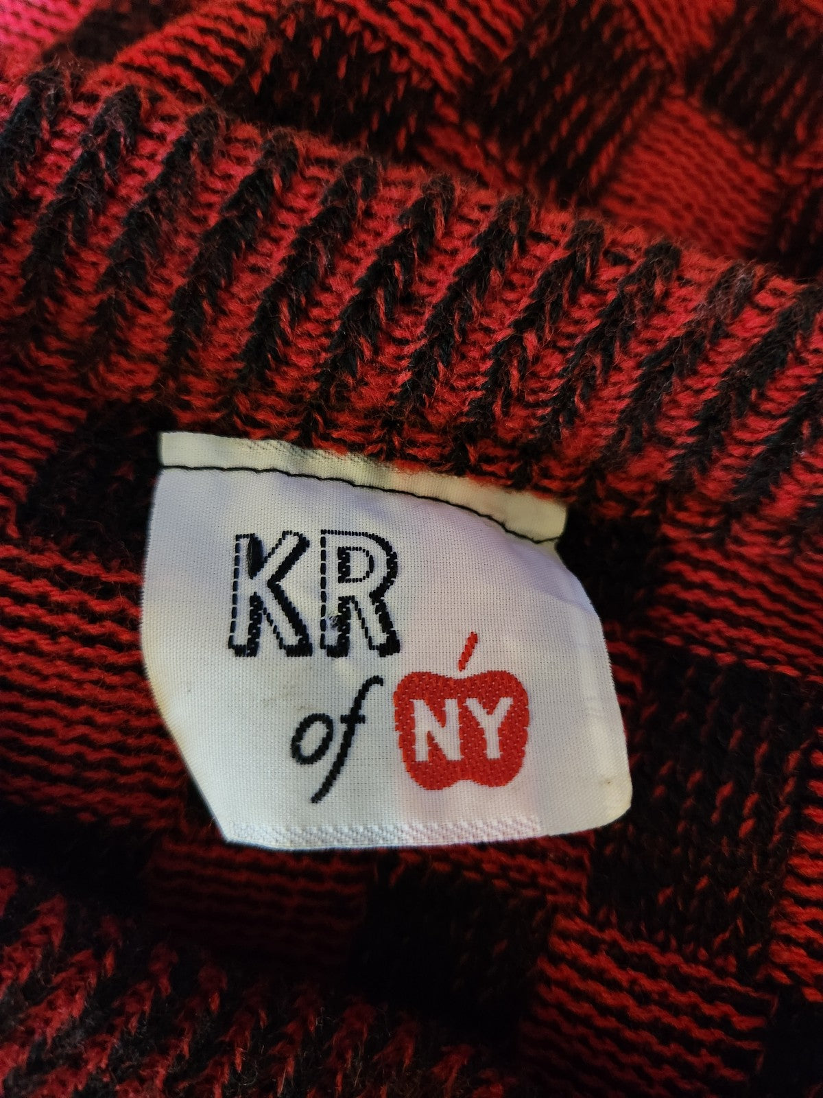 80s Red and Black Checked Sweater