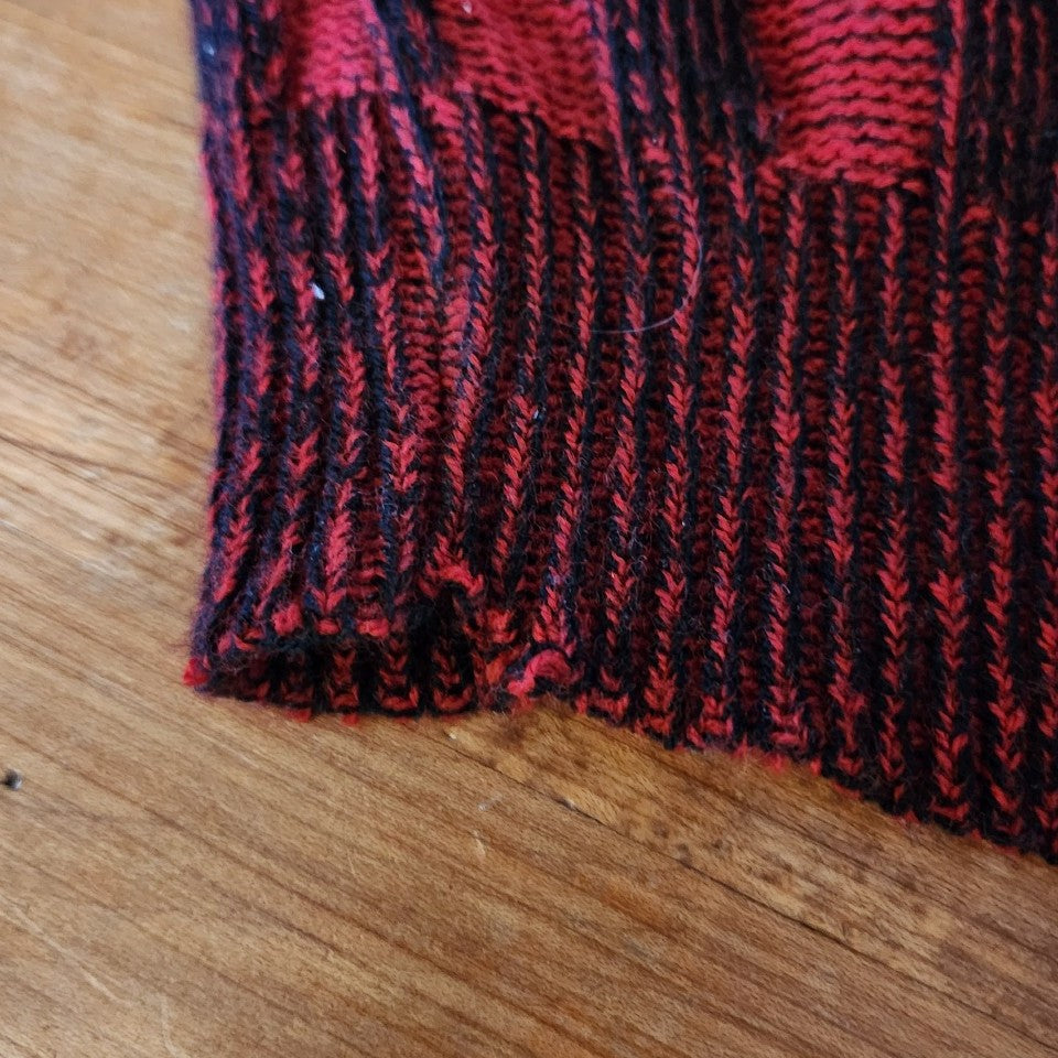 80s Red and Black Checked Sweater