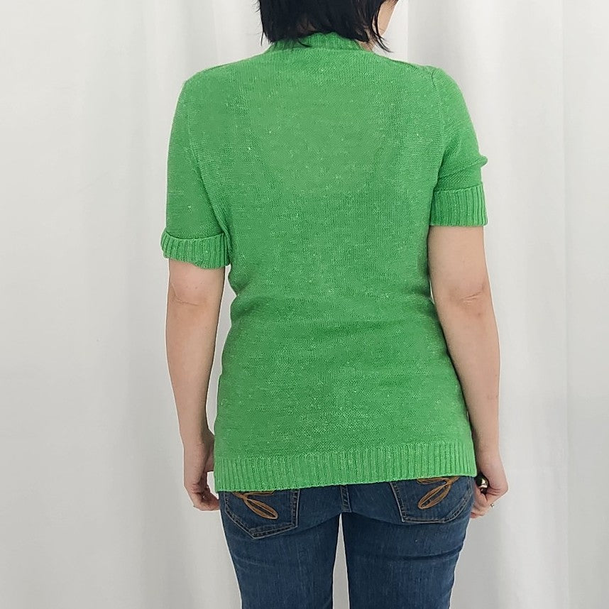 70s Green Short Sleeve Cardigan