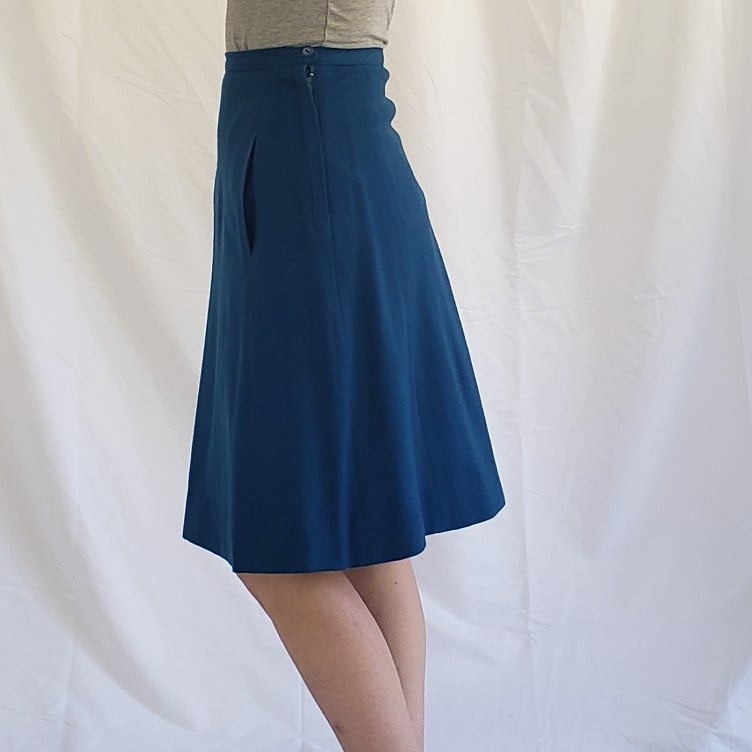 60s Hand Made Blue A Line Skirt