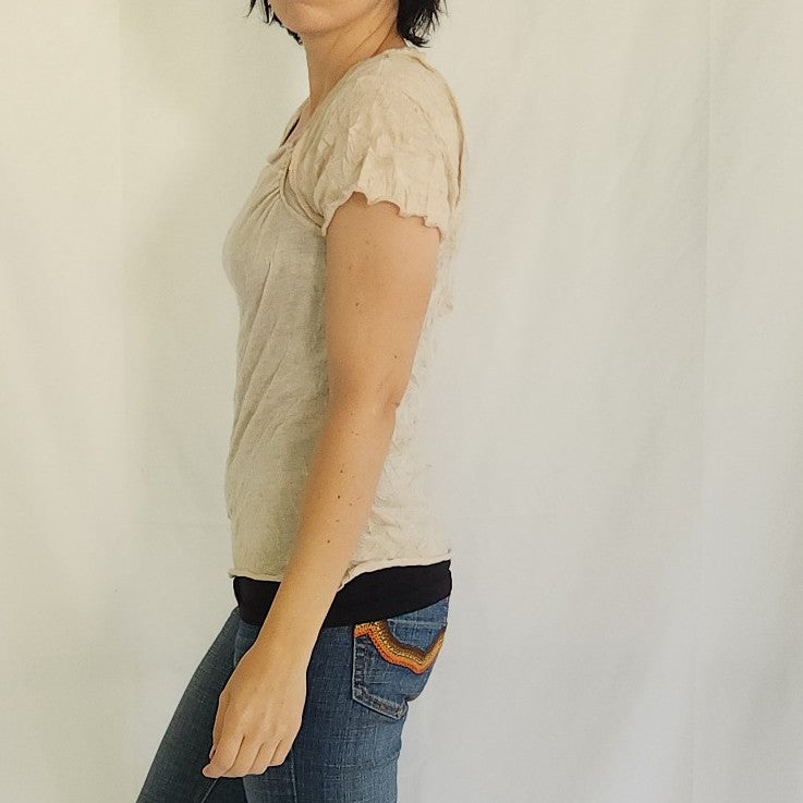 Y2K Beige Square Neck Top