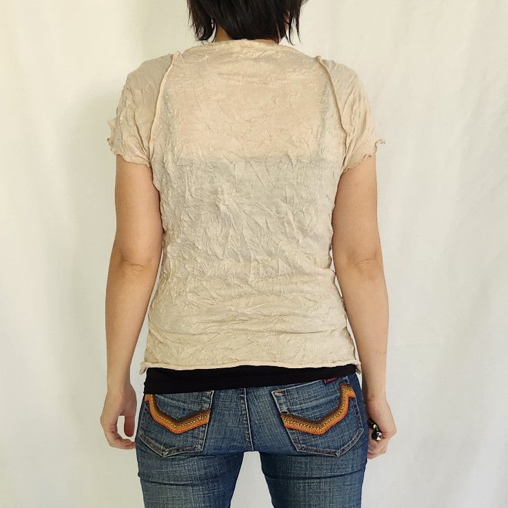 Y2K Beige Square Neck Top