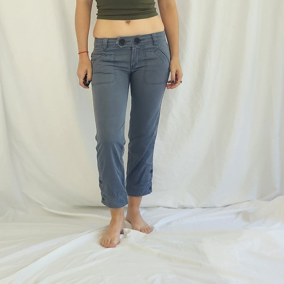 Y2K Hollister Low Rise Cropped Blue Cotton Pants
