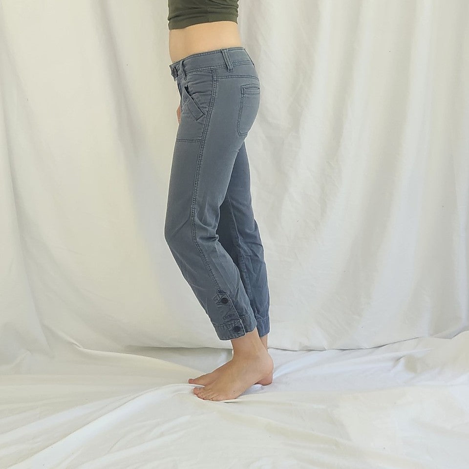 Y2K Hollister Low Rise Cropped Blue Cotton Pants