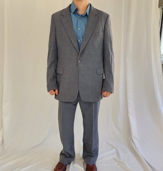 80s/90s Blue Gray Two Button Suit