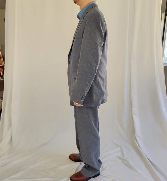 80s/90s Blue Gray Two Button Suit