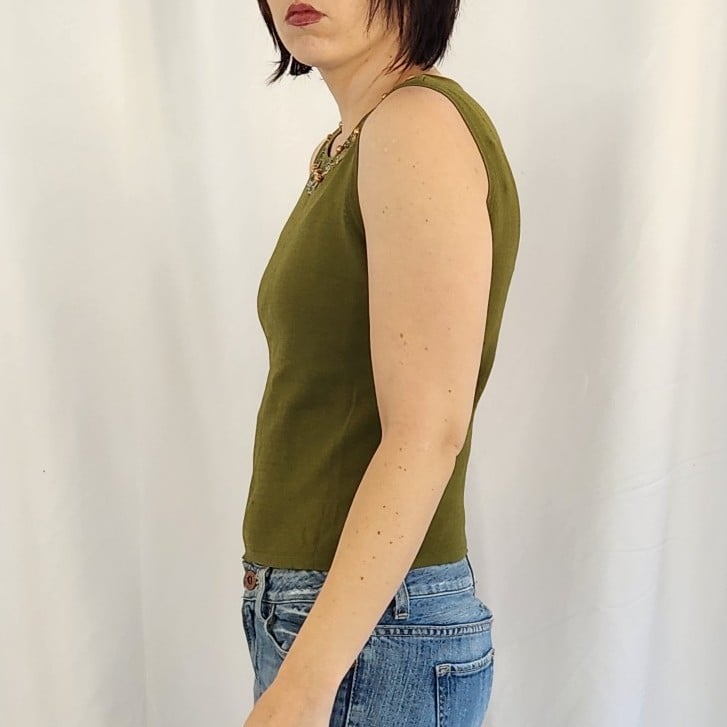 Y2K Does Boho Green Sleeveless Top