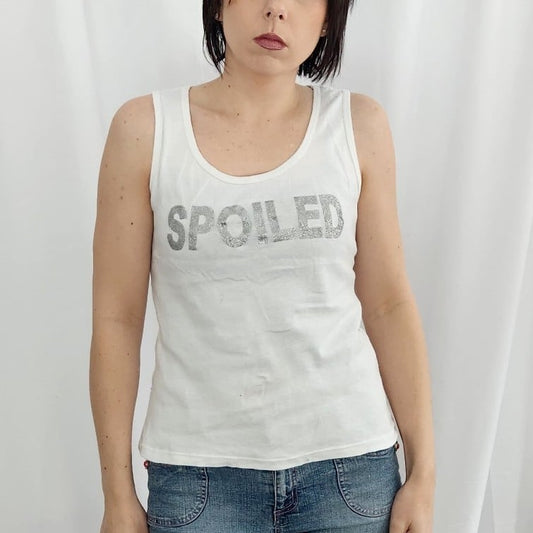 Y2K White Spoiled Tank Top