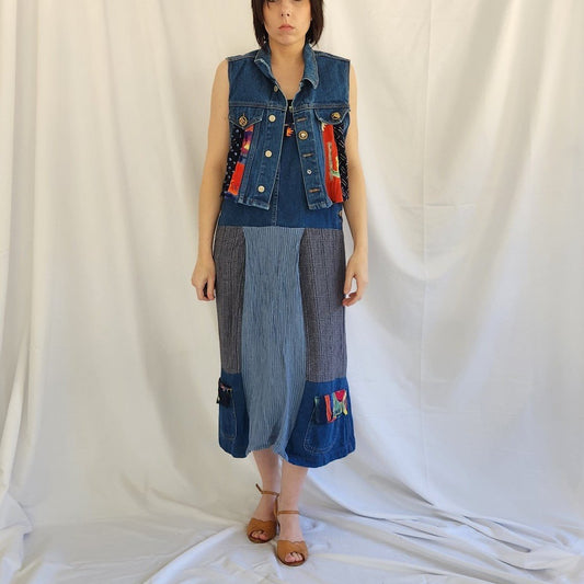 90s/Y2K Denim Jumper and Vest Set