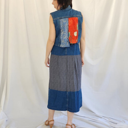 90s/Y2K Denim Jumper and Vest Set