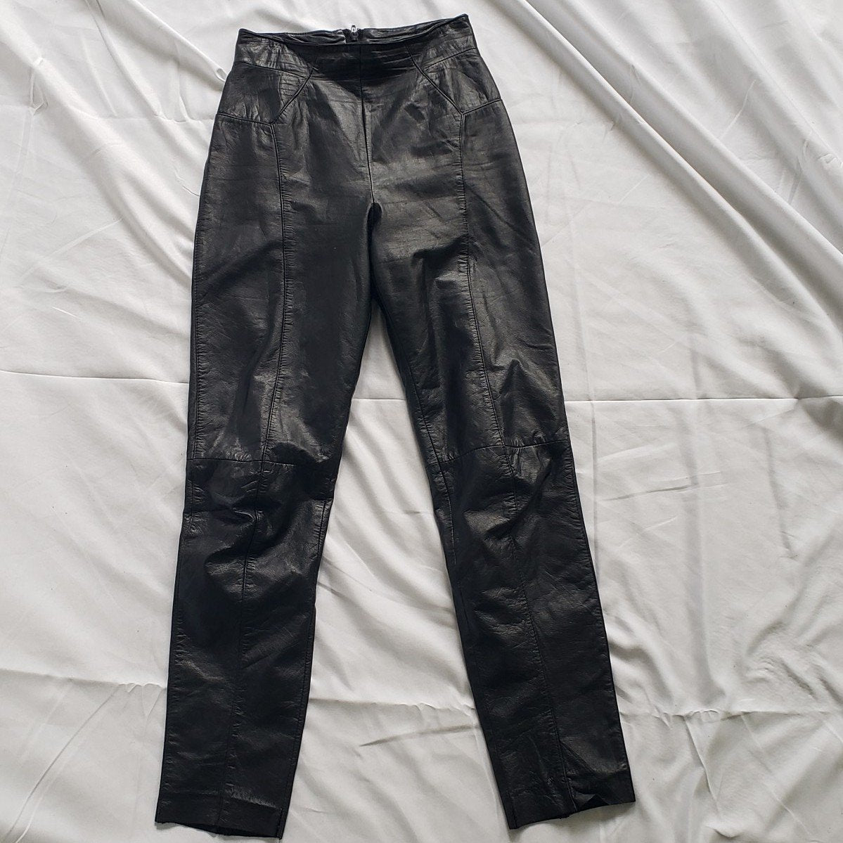 90s Black Leather Straight Leg Pants