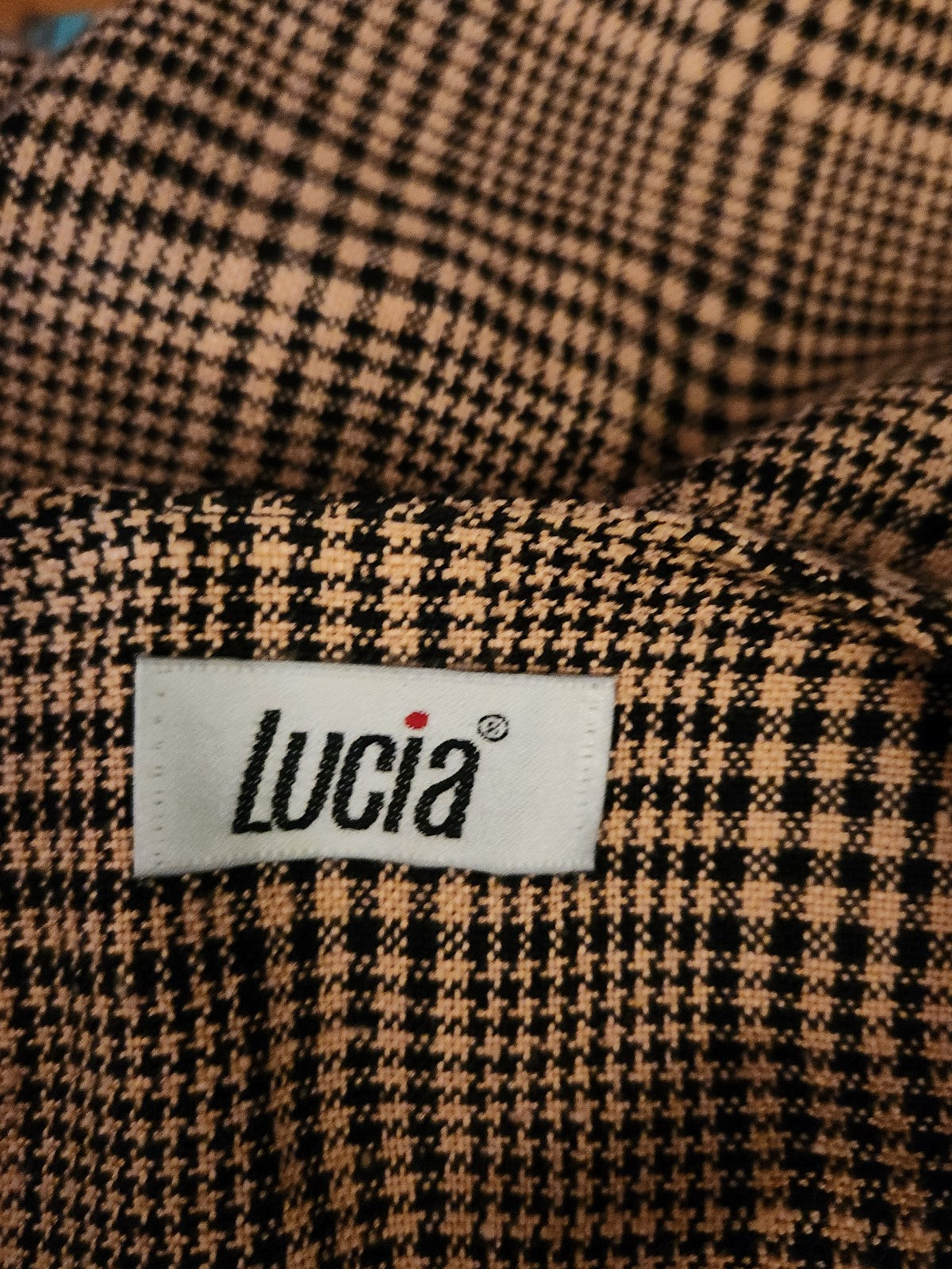 90s Tan and Black Plaid Blazer