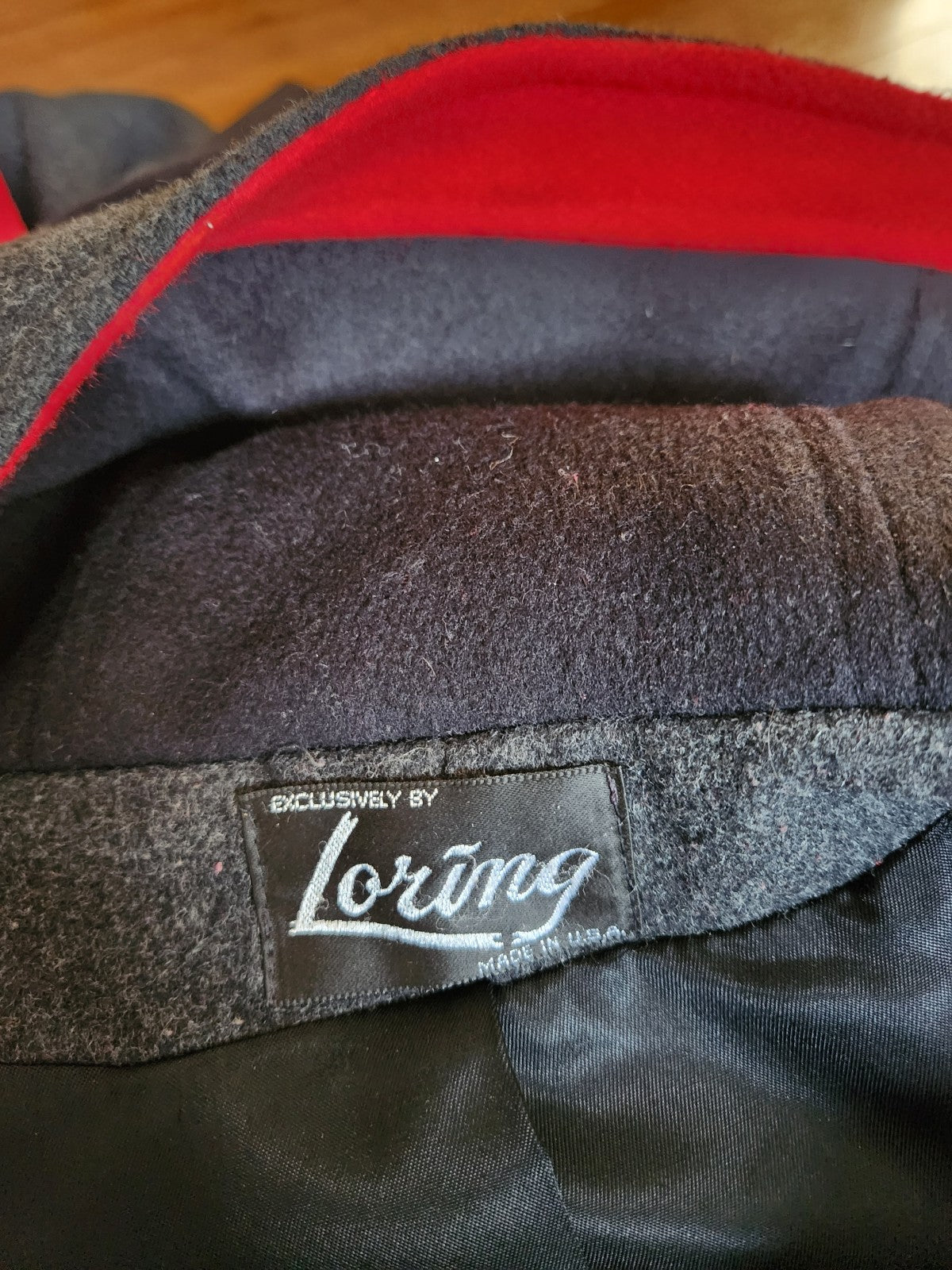 90s Gray, Black and Red Wool Overcoat