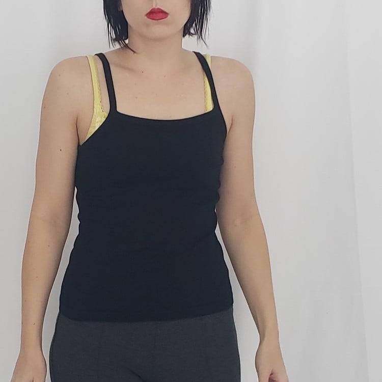 Y2K Sparkly Black Spaghetti Strap Tnk