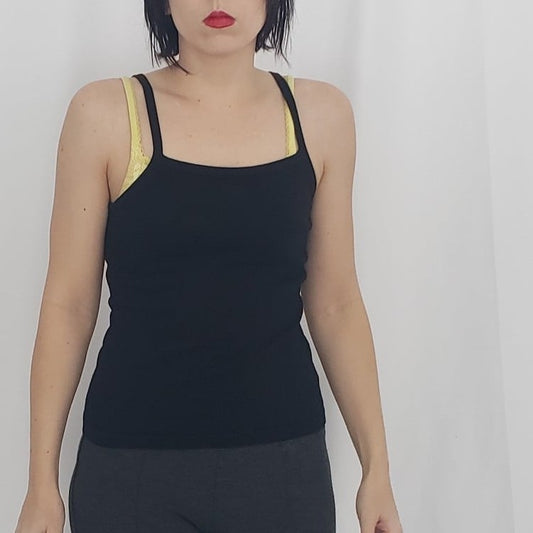 Y2K Sparkly Black Spaghetti Strap Tnk