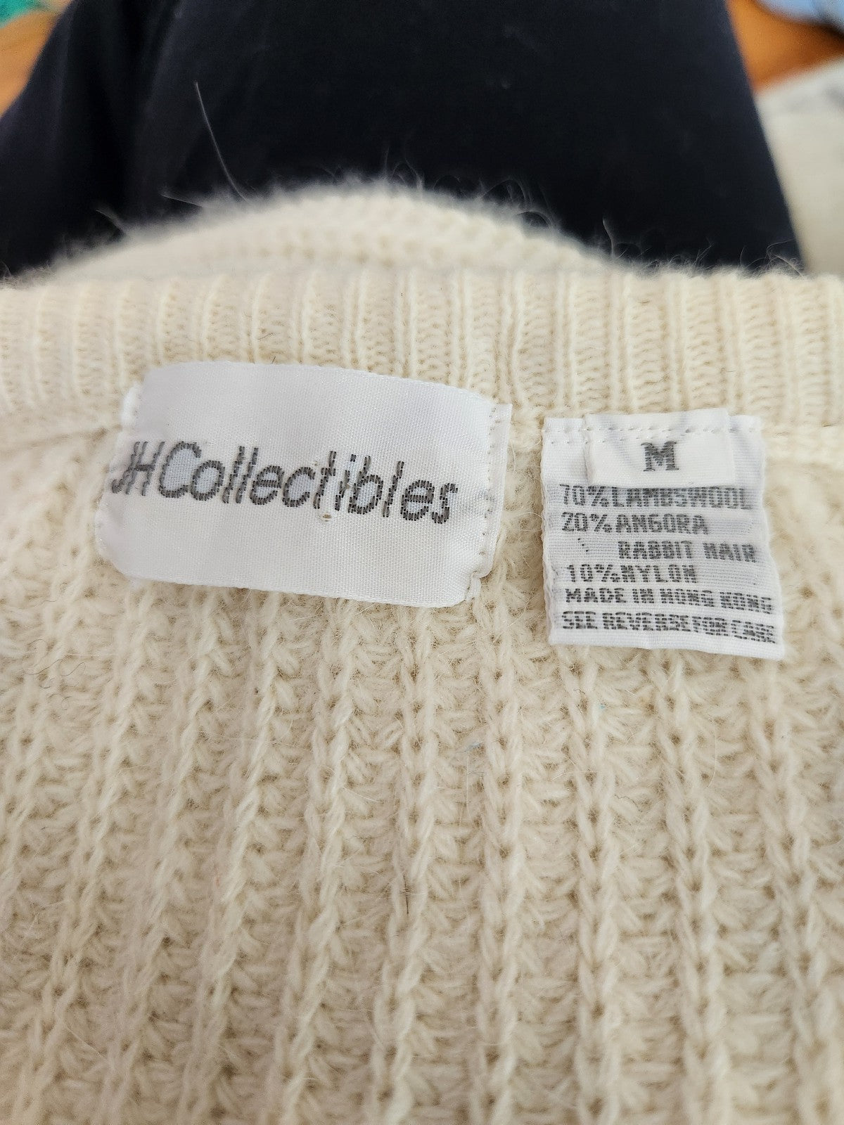 90s Ivory Lambswool and Angora V Neck Sweater