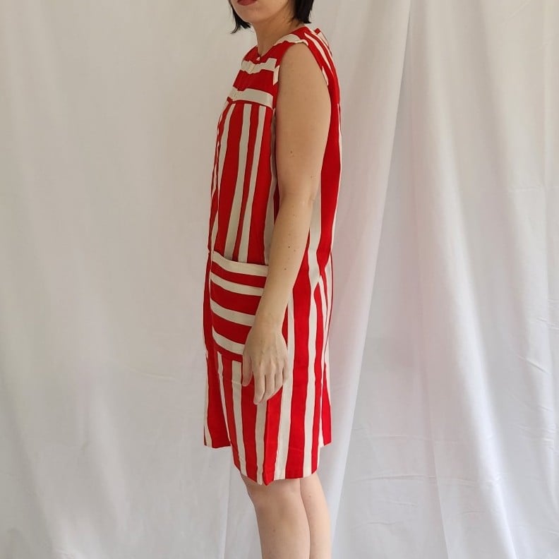60s Red and White Striped Sundress