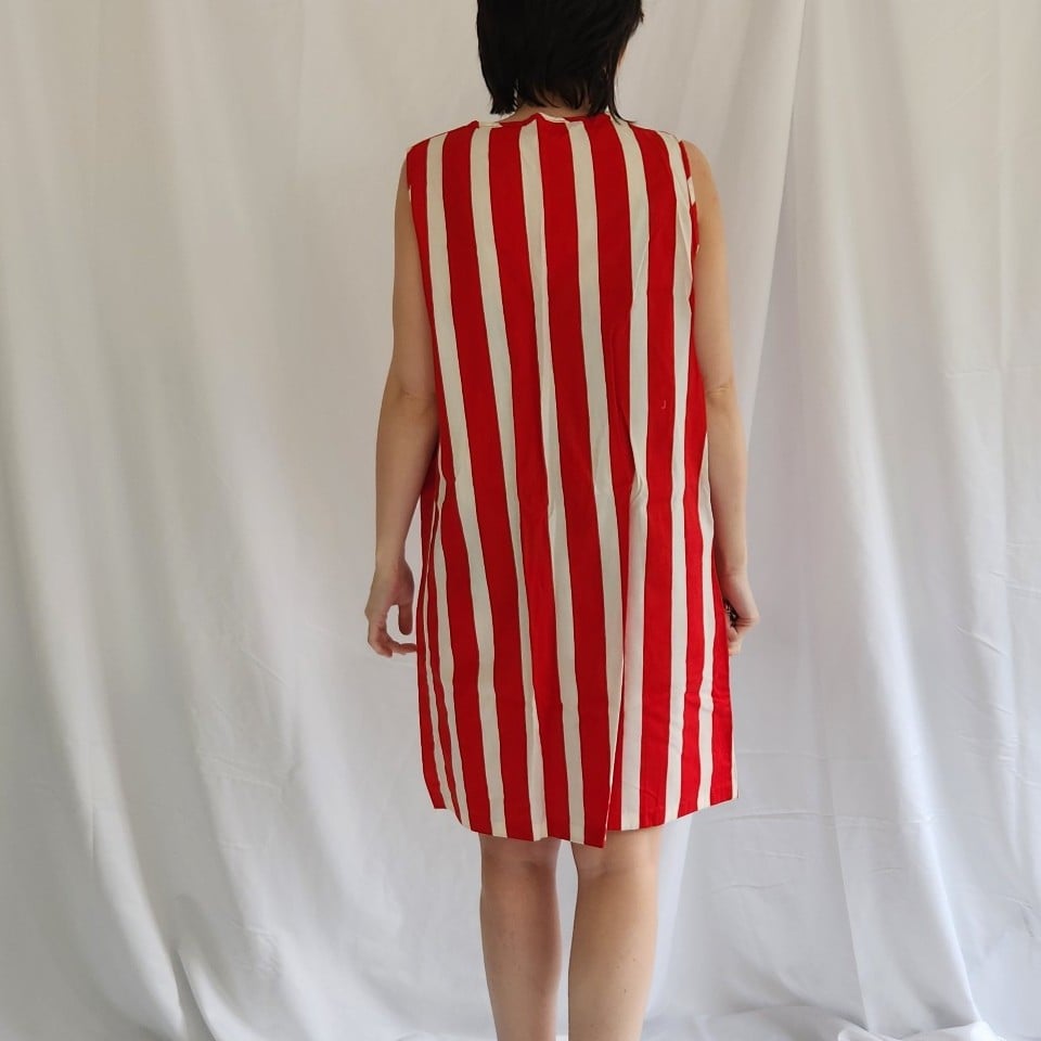 60s Red and White Striped Sundress