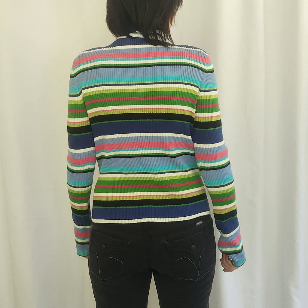 Y2K Deadstock Colorful Striped Turtleneck Sweater