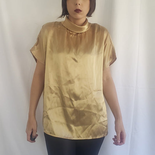 90s Gold Satin Blouse